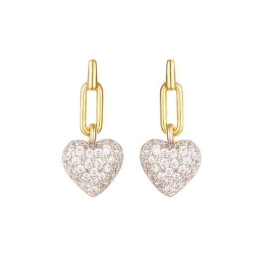 925 Sterling Silver Gold Plated CZ Heart Drops