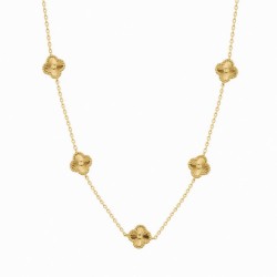 925 Sterling Silver Gold Plated CZ Clover Necklace