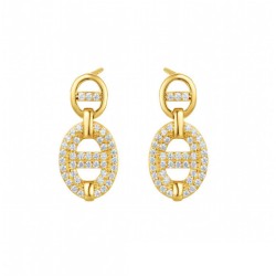 925 Sterling Silver Gold Plated CZ Oval Drops