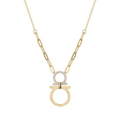 925 Sterling Silver Gold Plated CZ Equestrian Necklace