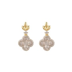 925 Sterling Silver Gold Plated CZ Clover Drops 925 Sterling Silver Gold Plated CZ Clover Drops