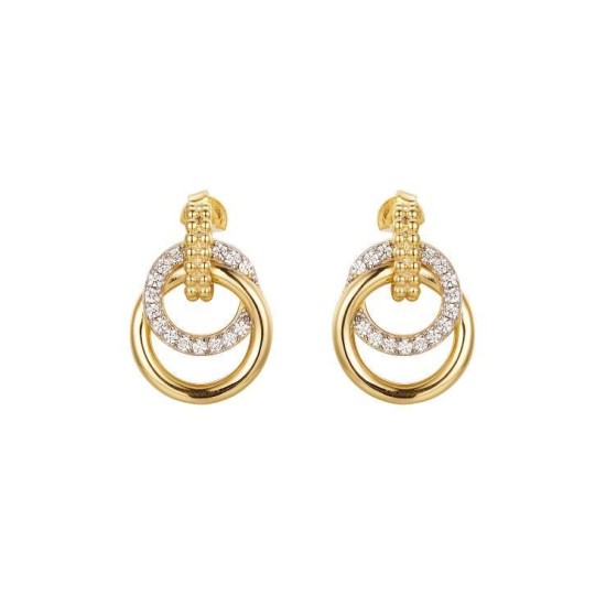925 Sterling Silver Gold Plated CZ Ring Hoops
