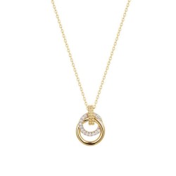 925 Sterling Silver Gold Plated CZ Circle Necklace