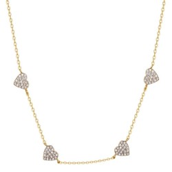 925 Sterling Silver Gold Plated CZ Heart Necklace