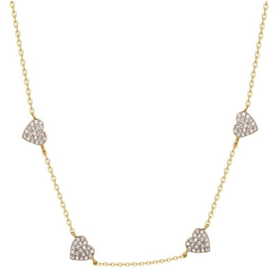 925 Sterling Silver Gold Plated CZ Heart Necklace