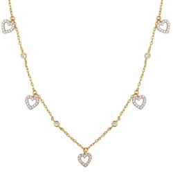 925 Sterling Silver Gold Plated CZ Heart Necklace