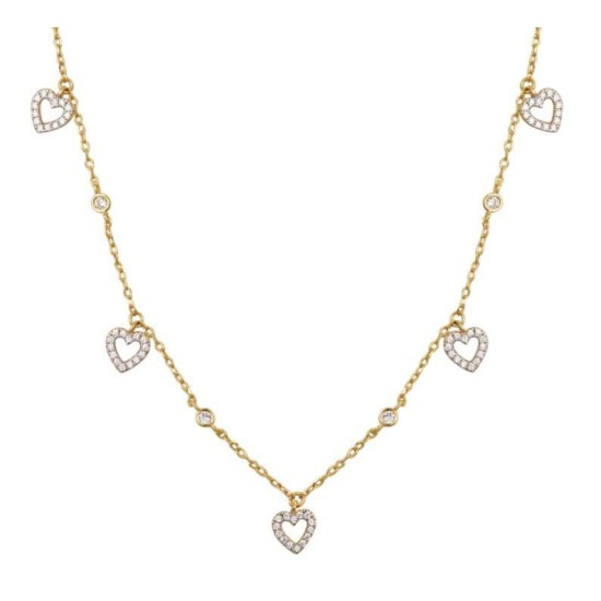 925 Sterling Silver Gold Plated CZ Heart Necklace