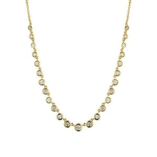925 Sterling Silver Gold Plated CZ Station Necklace
