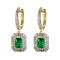 925 Sterling Silver Gold Plated Green CZ Drop Hoops