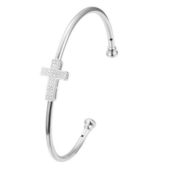 925 Sterling Silver CZ Cross Bangles
