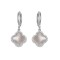 925 Sterling Silver CZ Mother of Pearl Clover Hoops