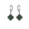 925 Sterling Silver CZ Green Clover Hoops