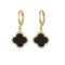 925 Sterling Silver Gold Plated Black Clover Hoops