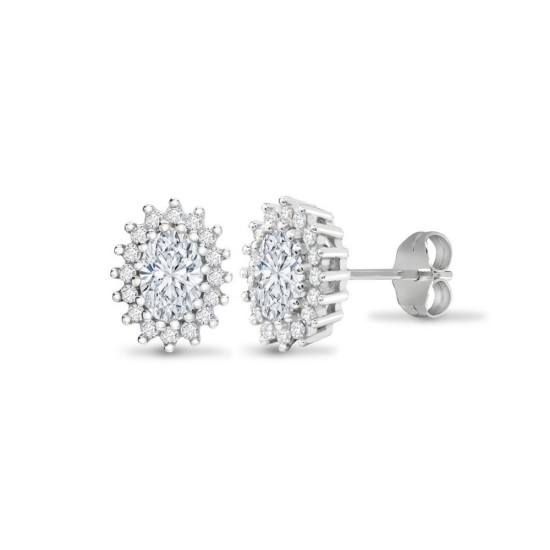 9ct White Gold 1.75cts Lab Grown Diamond Halo Stud Earrings