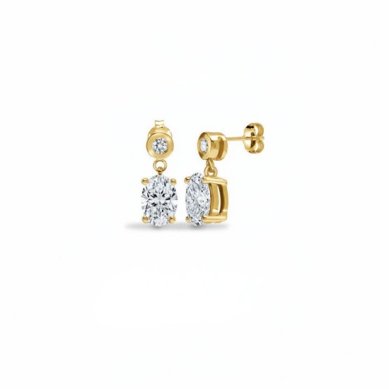 9ct Yellow Gold 1.08cts Oval Lab Grown Diamond Earrings