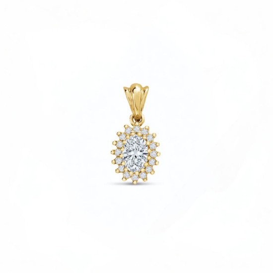 9ct Yellow Gold 0.87cts Lab Grown Diamond Halo Pendant