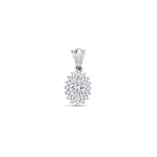 9ct White Gold 0.87cts Lab Grown Diamond Halo Pendant