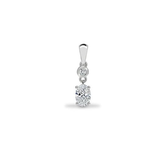 9ct White Gold 0.54cts Oval Lab Grown Diamond Pendant