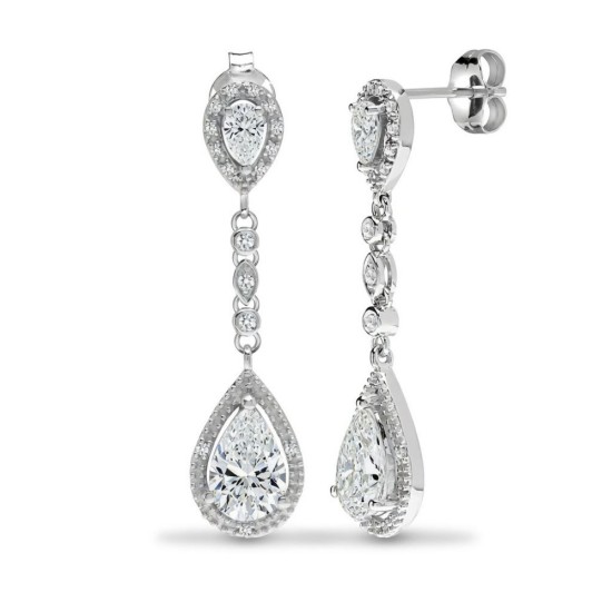9ct White Gold Lab Grown Diamond 4.50cts Pear Drop Earrings
