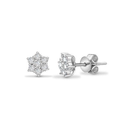9ct White Gold 1.00cts Lab Grown Diamond Cluster Earrings