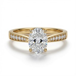 9ct Yellow Gold 1.00ct Lab Diamond & 0.14ct Diamond Wed-Fit Oval Engagement Ring