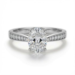 9ct White Gold 1.00ct Lab Diamond & 0.14ct Diamond Wed-Fit Oval Engagement Ring
