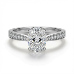 9ct White Gold 1.00ct Lab Diamond & 0.14ct Diamond Wed-Fit Oval Engagement Ring