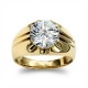 9ct Yellow Gold 3.00ct Lab Grown Diamond Claw Set Gents Ring