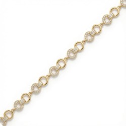 925 Sterling Silver 14k Gold Plated CZ Set Bracelet