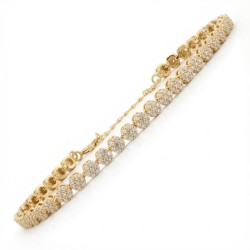 925 Sterling Silver 14k Gold Plated CZ Set Bracelet