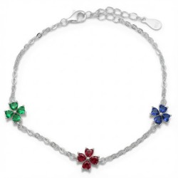 925 Sterling Silver Mystic Topaz Flower Bracelet