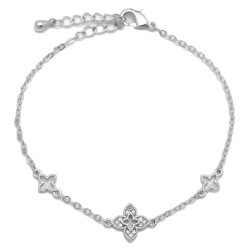 925 Sterling Silver CZ Clover Bracelet