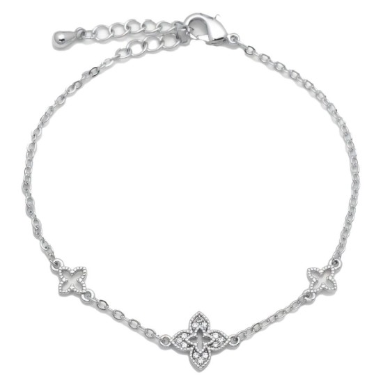 925 Sterling Silver CZ Clover Bracelet