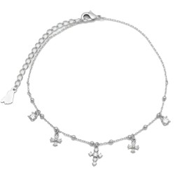 925 Sterling Silver CZ Cross Charm Bracelet