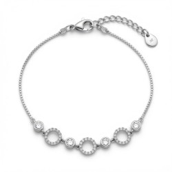 925 Sterling Silver CZ Circle Station Bracelet