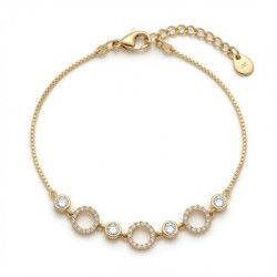 925 Sterling Silver 14K Gold Plated CZ Circle Station Bracelet