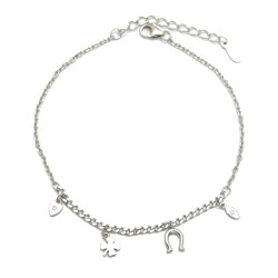 925 Sterling Silver Clover Horseshoe Charm Bracelet