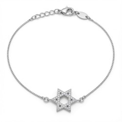 925 Sterling Silver CZ Star of David Bracelet
