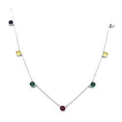 925 Sterling Silver Multi CZ Station Necklace