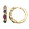 925 Sterling Silver 14K Gold Plated Multi CZ Hoop Earrings