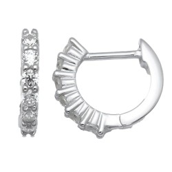 925 Sterling Silver Baguette CZ Hoop Earrings