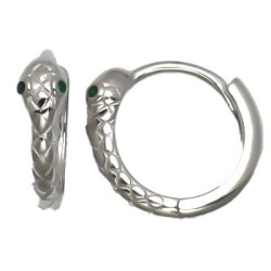 925 Sterling Silver Snake CZ Hoop Earrings