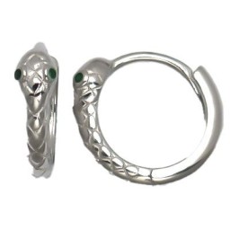 925 Sterling Silver Snake CZ Hoop Earrings