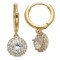 925 Sterling Silver 14K Gold Plated CZ Oval Drop Hoop Earrings