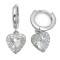 925 Sterling Silver CZ Heart Drop Hoop Earrings