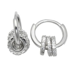 925 Sterling Silver CZ Gear Hoop Earrings