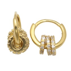 925 Sterling Silver 14K Gold Plated CZ Gear Hoop Earrings