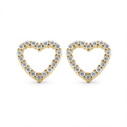 925 Sterling Silver 14k Gold Plated CZ Set Heart Studs