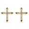 925 Sterling Silver 14k Gold Plated CZ Set Cross Studs