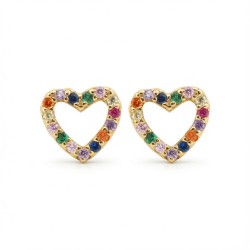 925 Sterling Silver 14k Gold Plated CZ Set Studs